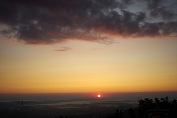 sunrise in orange colours sity view