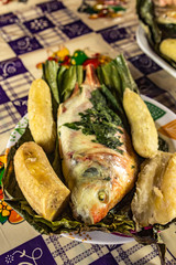 grilled fresh fish with vegetables