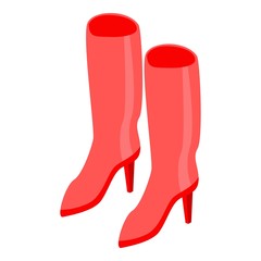 Red woman shoes icon. Isometric of red woman shoes vector icon for web design isolated on white background