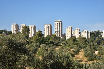 Skyline of Rehavia West Jerusalem on a sunny day