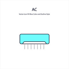 AC Vector icon Fill Blue Color And Outline Style