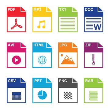 Big Collection of vector icons, file extensions diverse icons set isolated - stock vector