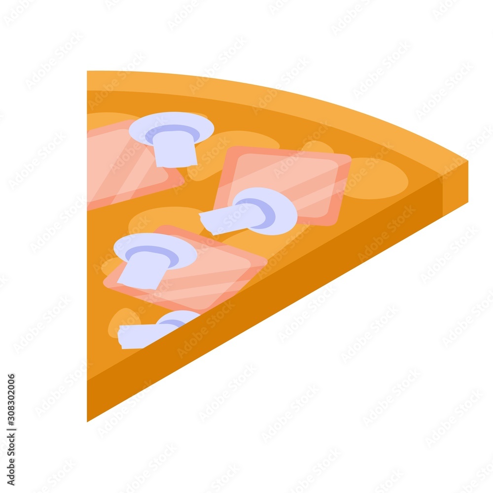 Poster mushroom pizza slice icon. isometric of mushroom pizza slice vector icon for web design isolated on 