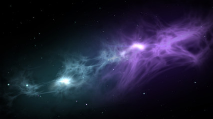 Galaxy with birth of stars in nebula clouds. colorful space background with nebula and stars. abstract concept of space exploration 3D illustration.