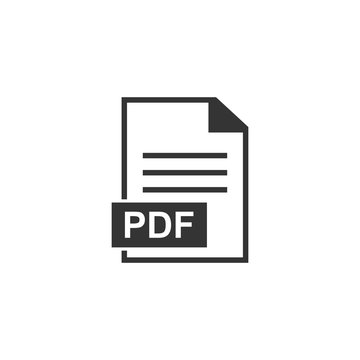 pdf vector icon, . PDF symbol Flat vector sign isolated on white background. Simple vector illustration for graphic and web design.