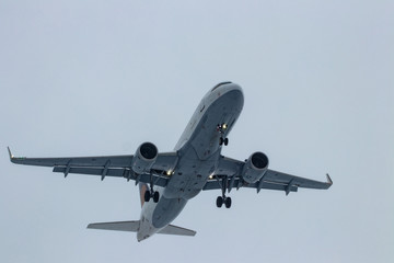 An airplane landing or starting - no logos or brands