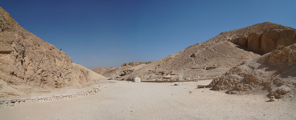 Panoramafoto vom Tal der Könige in Luxor, Ägypten
