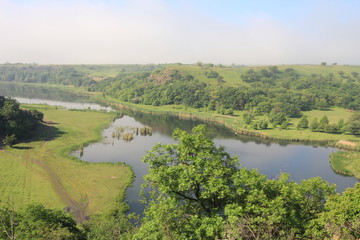 Fototapeta premium landscape with river and blue sky