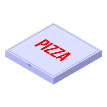 Pizza carton box icon. Isometric of pizza carton box vector icon for web design isolated on white background