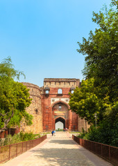 Fototapeta na wymiar The Entrance Gate to the Purana Quila, in Delhi, India