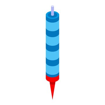 Blue Birthday Candle Icon. Isometric Of Blue Birthday Candle Vector Icon For Web Design Isolated On White Background