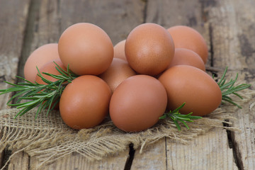 eggs on wooden background