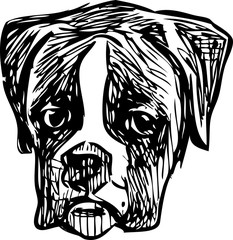 Sketch portrait of sad bulldog