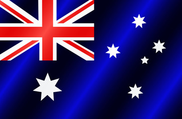 Bright button with flag of Australia. Happy Australia day banner. Flag of Australia with folds. Illustration.
