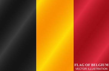Banner with flag of Belgium. Colorful illustration with flag for design. Flag of Belgium with folds. Vector Illustration.