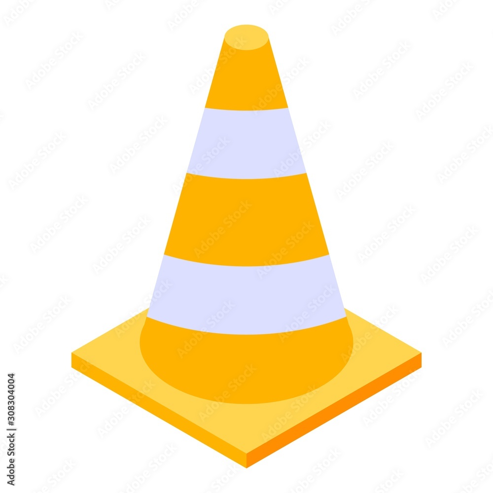 Sticker road cone icon. isometric of road cone vector icon for web design isolated on white background