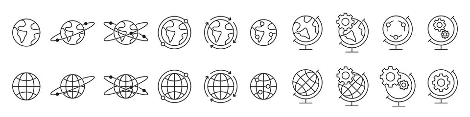 Global communication outline icons - vector.