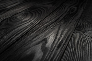 Black Wooden Texture. Black Plank Floor Background