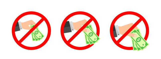Set of Stop Corruption signs on white background - vector.