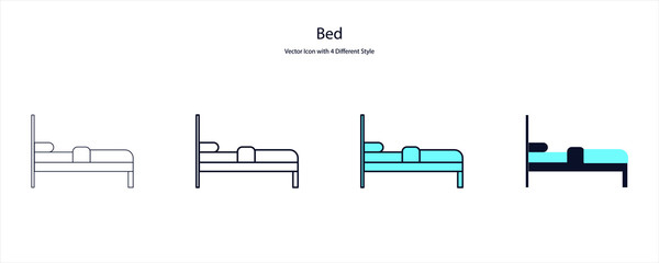 Bed Vector Icon with 4 Different Style