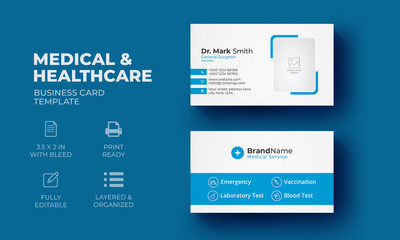 Medical and Healthcare Business Card Template | Clean & Modern Medical Business Card