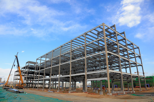 Steel structure of construction site