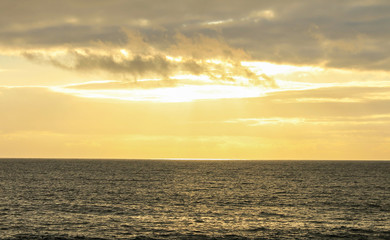 golden sky sea horizon