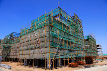 Construction site scaffolding