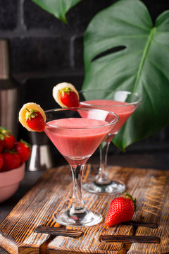 Sweet summer strawberry alcoholic cocktail