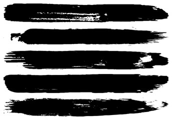 Set of vector grunge brushes. Abstract strokes of dry paint