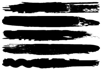 Set of vector grunge brushes. Abstract strokes of dry paint