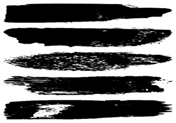 Set of vector grunge brushes. Abstract strokes of dry paint