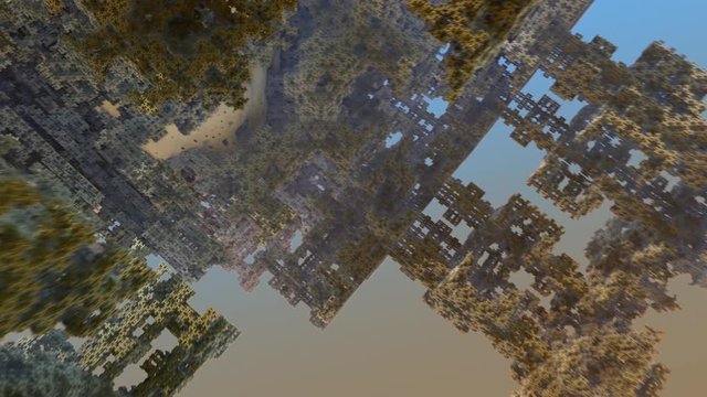 4K abstract flight in a 3D fractal architecture of a detailed alien world, for video games, science fiction worlds or fantasy backgrounds.