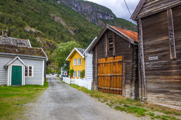 Fototapeta na wymiar Laerdal old town in Norway