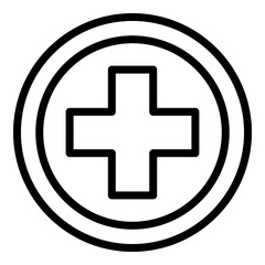 Obraz premium Medical cross circle icon. Outline medical cross circle vector icon for web design isolated on white background