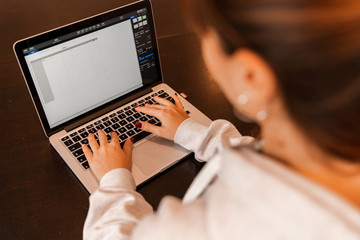 Girl using computer at work