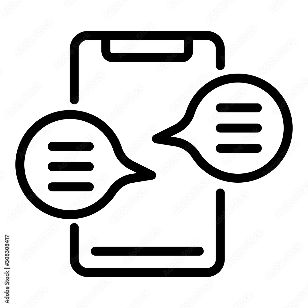 Poster smartphone chat icon. outline smartphone chat vector icon for web design isolated on white backgroun