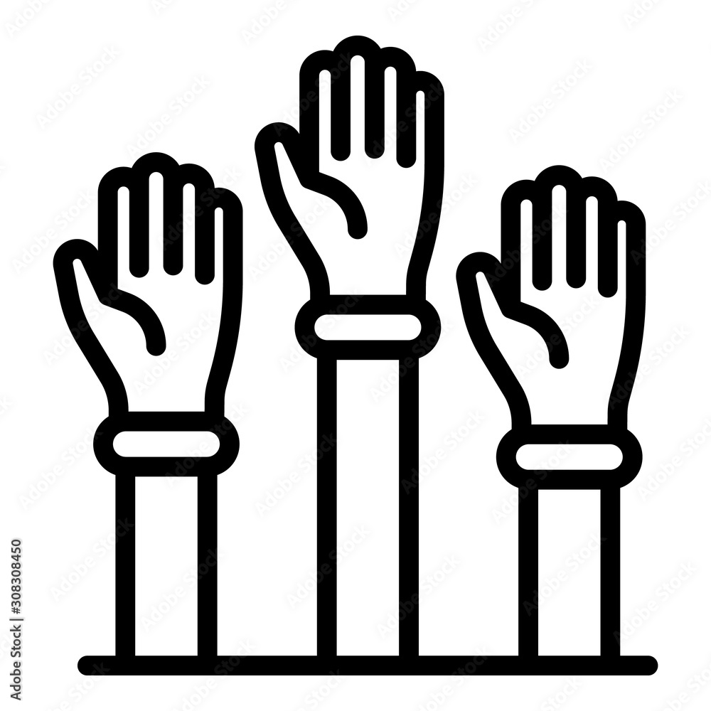 Poster hands up icon. outline hands up vector icon for web design isolated on white background