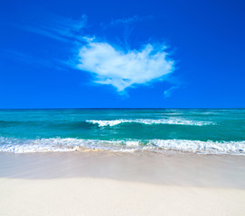 Beautiful tropical Maldives island with beach , sea , and blue sky for nature holiday vacation background concept