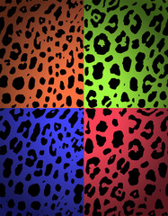 Leopard, colorful cheetah skin seamless pattern, abstract animal background, vector illustration.