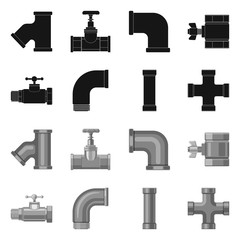 Vector design of pipe and tube symbol. Collection of pipe and pipeline stock symbol for web.