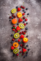 Fruits and berries summer background