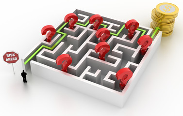 Maze concept, choices and challenge theme; original 3d rendering illustration