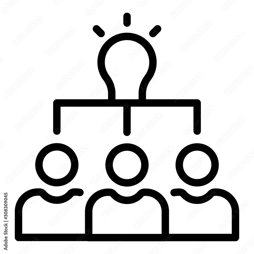 Poster teamwork idea icon. outline teamwork idea vector icon for web design isolated on white background