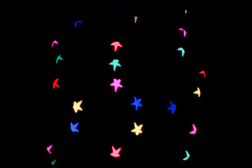 Light bokeh colorful in nightlight on black background