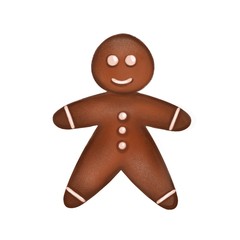 gingerbread man isolated on white background. Illustration. Watercolor effect.