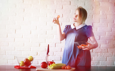 Pregnant young beautiful girl on the ninth month