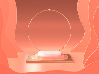 3d background Render image of abstract pink color geometric shape podium background, modern minimalist mockup for podium display or showcase.