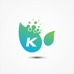 Leaf vector design with K letter symbol design minimalist