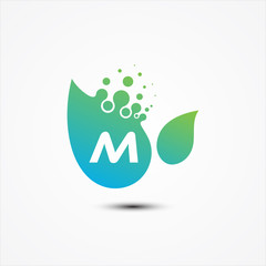 Leaf vector design with M letter symbol design minimalist